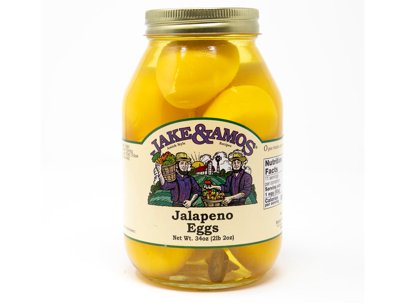 Jake & Amos Pickled Jalapeno Eggs, 2-Pack- Economy Size 34 oz. Jars