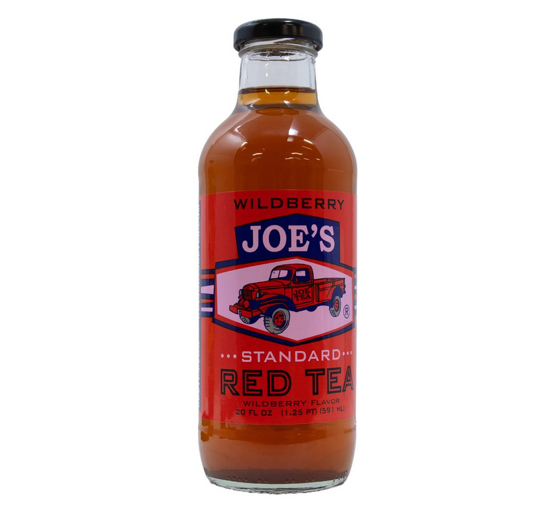 Joe Tea Wildberry Flavored Standard Red Tea 20 fl. oz. Glass Bottles- Case Pack of 12