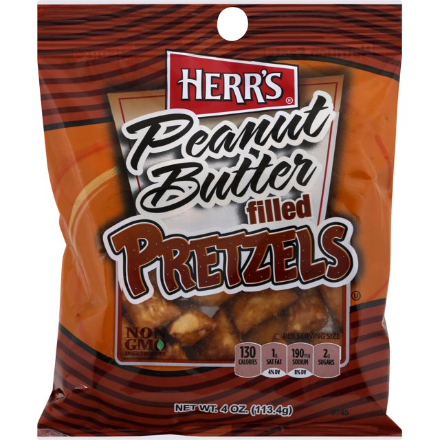 Herr's Peanut Butter Filled Pretzels, 24-Pack 4 oz. Single Serve Bags