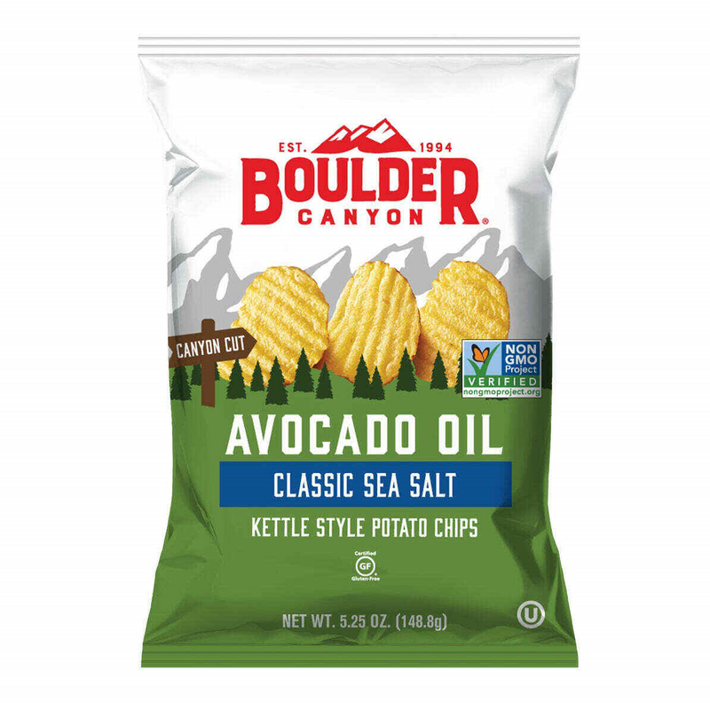 Boulder Canyon Avocado Oil & Sea Salt Kettle Cooked Potato Chips, 5.25 oz. Bags