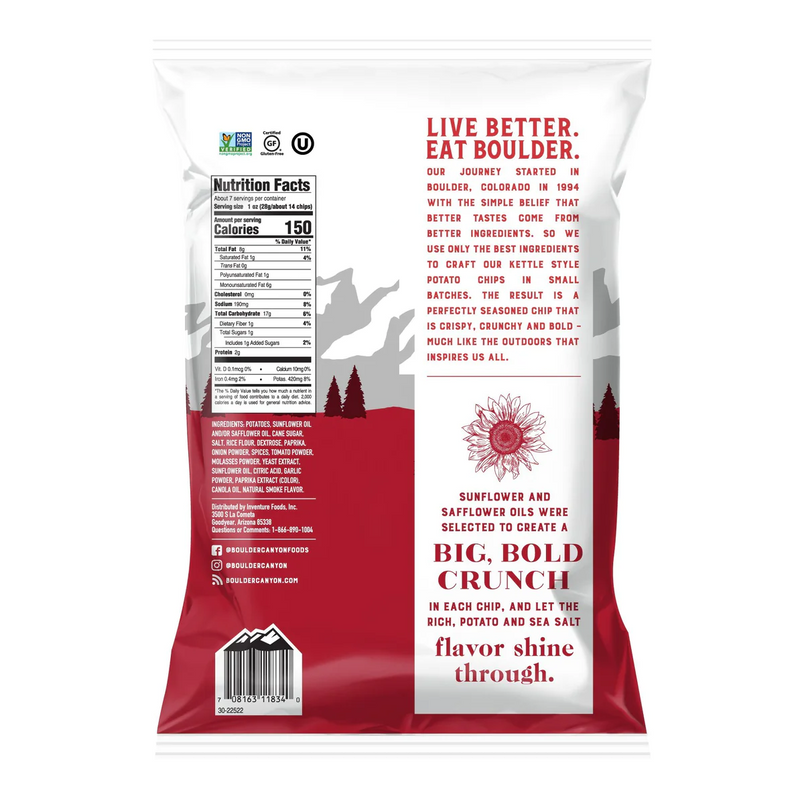 Boulder Canyon Hickory Barbeque Kettle Cooked Potato Chips, 6.5 oz. Bags