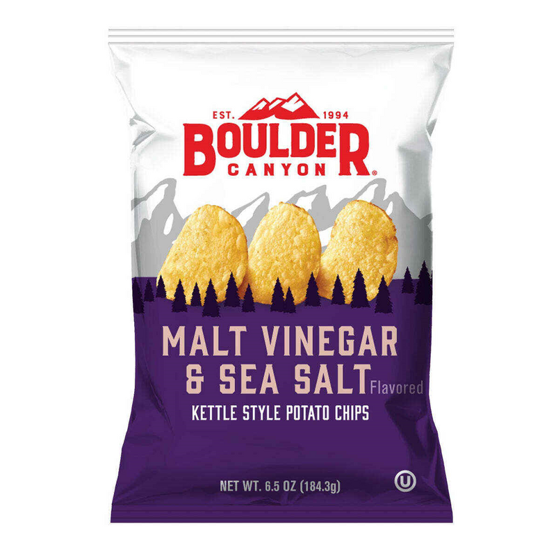 Boulder Canyon Malt Vinegar & Sea Salt Kettle Cooked Potato Chips, 6.5 oz. Bags
