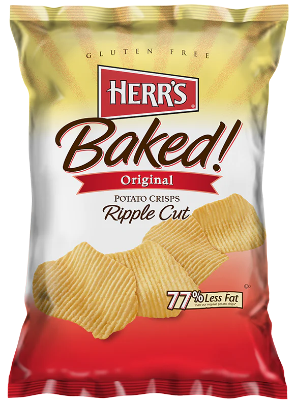 Herr's Original Ripple Cut Baked Potato Crisps 7 oz. Bag- (3 Bags)