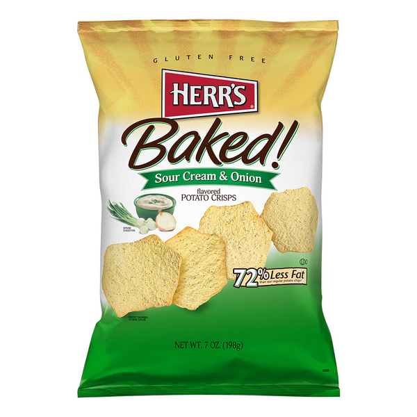 Herr's Sour Cream & Onion Baked Potato Crisps 7 oz. Bag- (3 Bags)