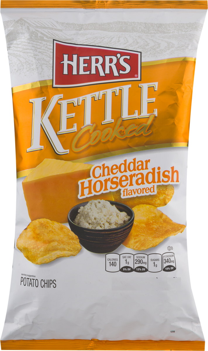 Herr's Kettle Cooked Cheddar Horseradish Potato Chips, 3-Pack 7.5 oz. Bags