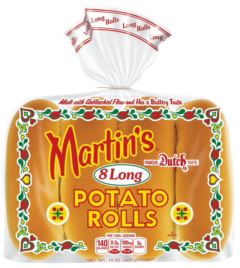 Martin's Famous Pastry Long Roll Potato Rolls, 3 Bags