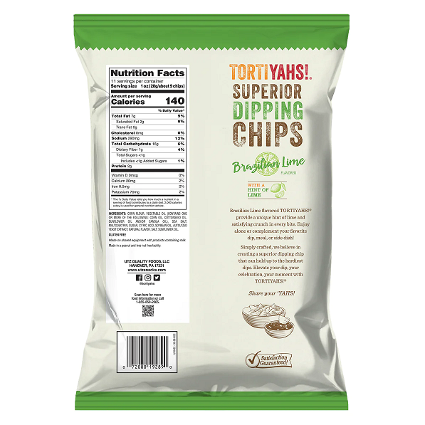 Tortiyahs! Superior Dipping Chips Brazilian Lime Tortilla Chips, 4-Pack 11 oz. Bags