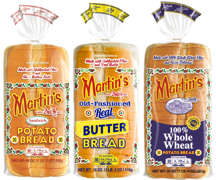 Martin's Famous Pastry Potato Bread: Original, Butter and Whole Wheat Variety 3-Pack