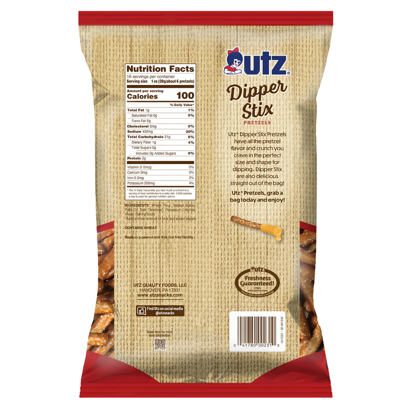 Utz Quality Foods Dipper Pretzel Stix, 16 Ounce Bags