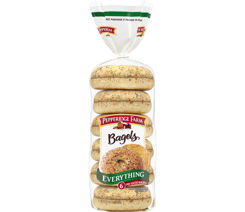 Pepperidge Farm Everything Pre-Sliced Bagels, 6 Count Bags 7715