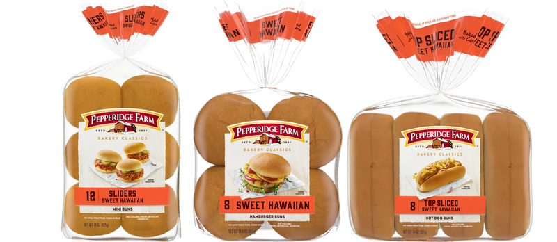 Pepperidge Farm Sweet Hawaiian Hot Dog Buns, Hamburger Buns & Slider Buns, Variety 3-Pack