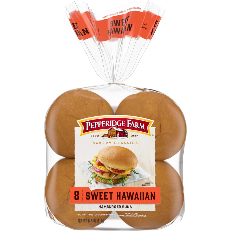 Pepperidge Farm Sweet Hawaiian Soft Hamburger Buns, 8 Count Bags 4842