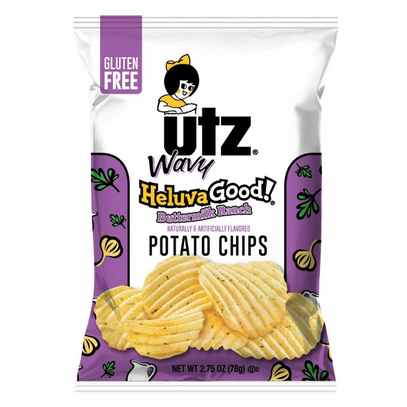 Utz Quality Foods HeluvaGood! Wavy Potato Chips, 14-Pack Case 2.75 oz. Single Serve Bags