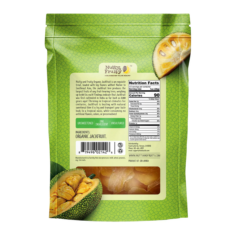 Nutty & Fruity Dried Organic Unsweetened Jackfruit, 2-Pack 3.5 oz. (99g) Pouches