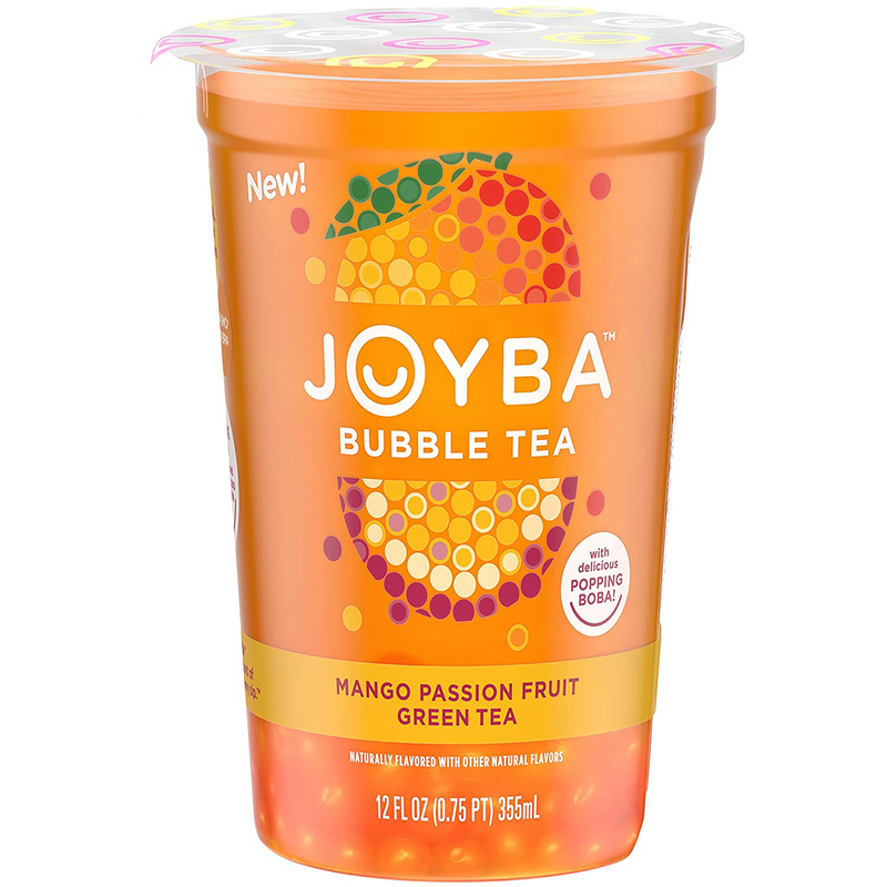 Joyba Bubble Tea Blueberry Pomegranate & Mango Passionfruit Tea with Popping Boba, Two Variety 4-Pack Cartons