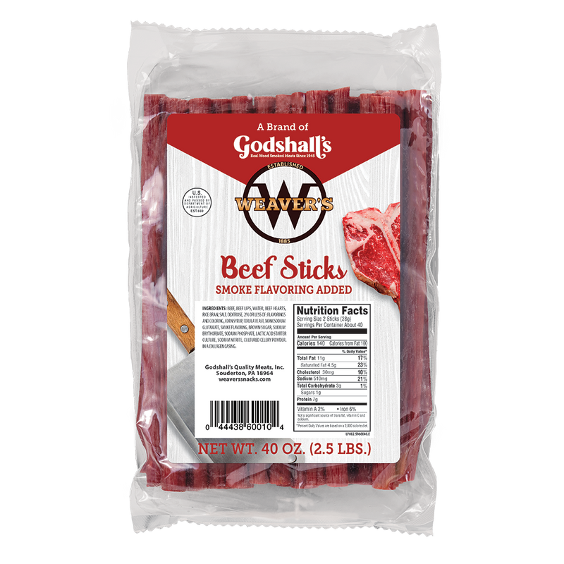 Weaver's Smoked Meats 7" Meat Sticks- Established in 1885 (Mild Beef, 2.5 lbs.)