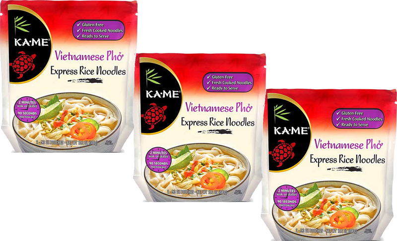 Ka-Me Express Fresh Cooked Gluten Free Rice Noodles, 3-Pack 10.6 oz. Bags