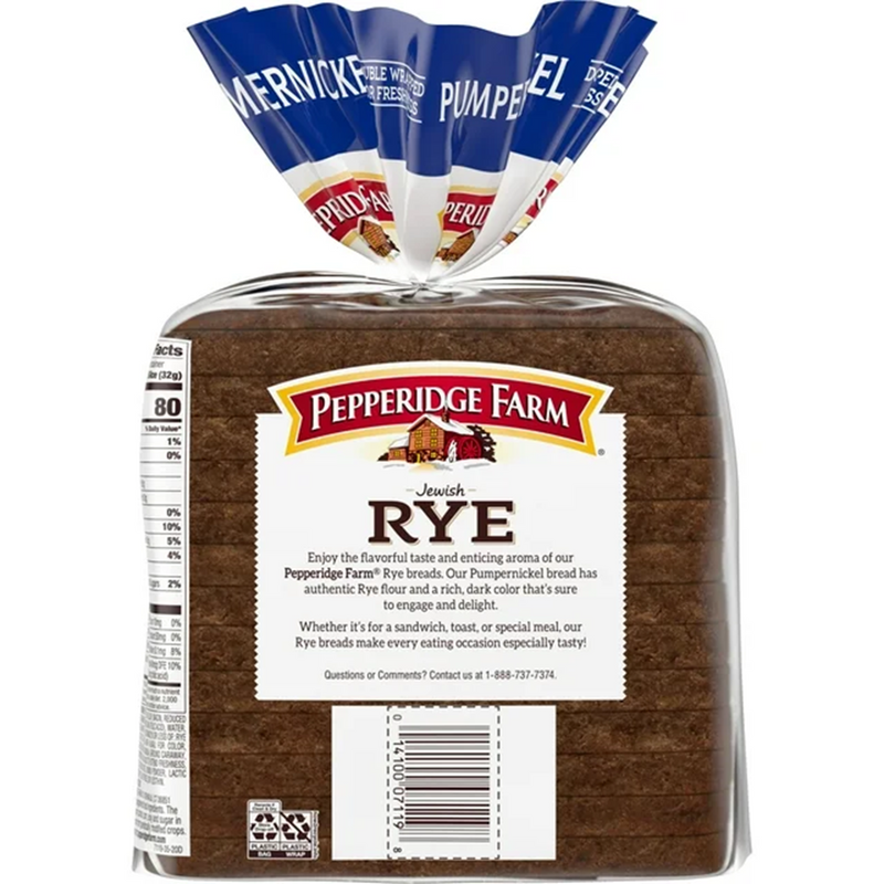 Pepperidge Farm Jewish Rye Pumpernickel Bread, 16 oz. Loaves