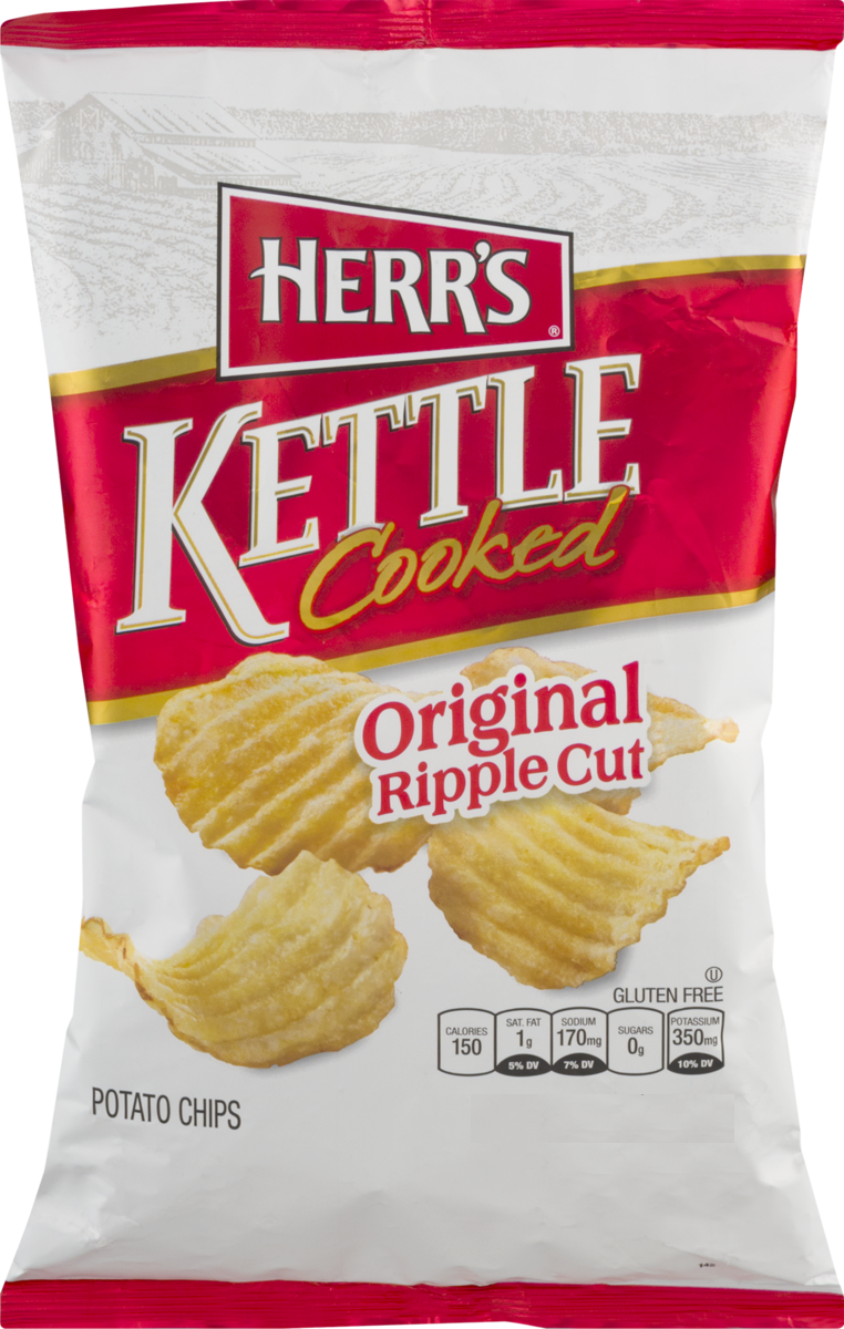 Herr's Kettle Cooked Potato Chips Original Ripple Cut, 4-Pack 7.5 oz. Bags