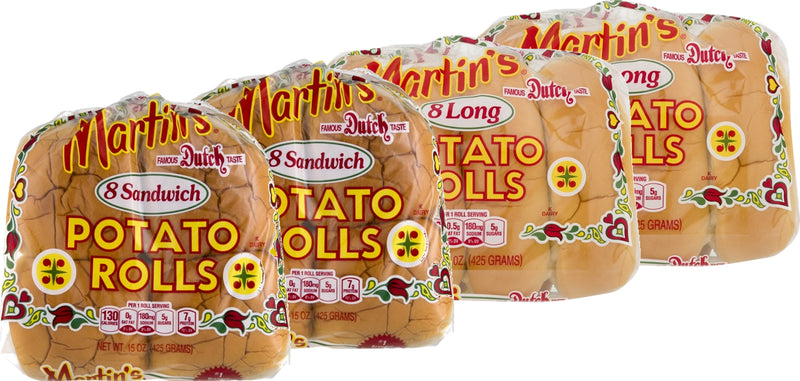 Martin's Famous Pastry Sandwich Potato Rolls & Long Potato Rolls, Variety 4-Pack