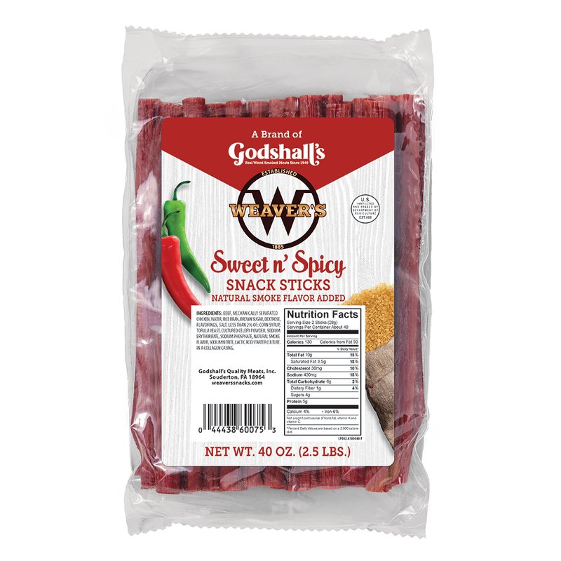 Weaver's Smoked Meats Snack Sticks- Established in 1885 (Sweet & Spicy, 5 LBS.)
