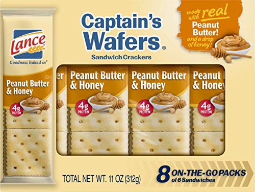 Lance Toasty, ToastChee, Cream Cheese & Chives or Honey Peanut Butter Sandwich Crackers, Six Packages (Peanut Butter & Honey)