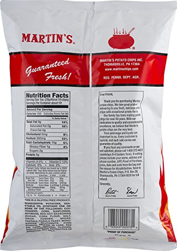 Martin's Red Hot Potato Chips 9.5 Ounces (3 Bags)