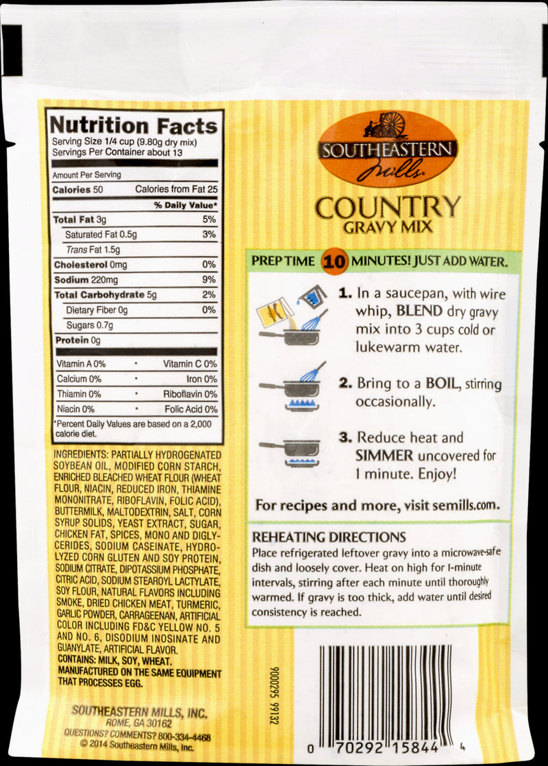 Southeastern Mills Country Gravy Mix, 4.5 Oz. Package (Pack of 4)