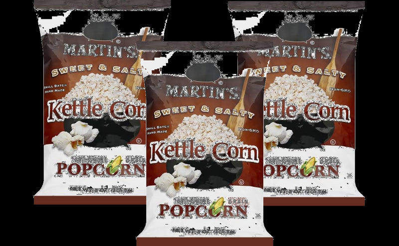 Martin's Sweet & Salty 100% Whole Grain Kettle Popped Poporn - 8 oz. Bag (3 Bags)