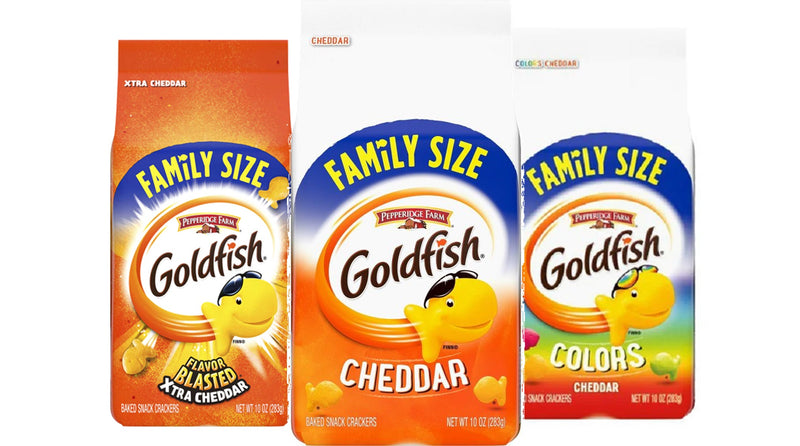 Pepperidge Farm Goldfish Crackers, Cheddar Crackers, Variety 3-Pack 10 oz. Family Size Bags