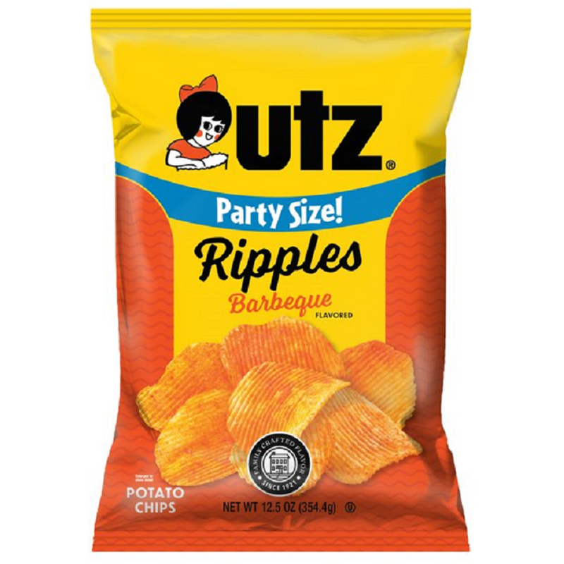 Utz Quality Foods Barbeque Ripples Potato Chips, 12.5 oz. Party Size Bags