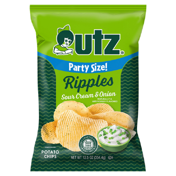 Utz Quality Foods Sour Cream & Onion Ripples Potato Chips, 12.5 oz. Party Size Bag