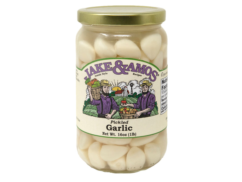 Jake & Amos Amish Style Recipes Pickled Garlic Cloves- 16 oz. Jar (2 Jars)