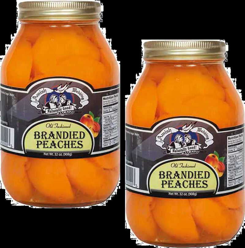 Amish Wedding Brandied Peach Halves, TWO 32 oz. Quart Jars