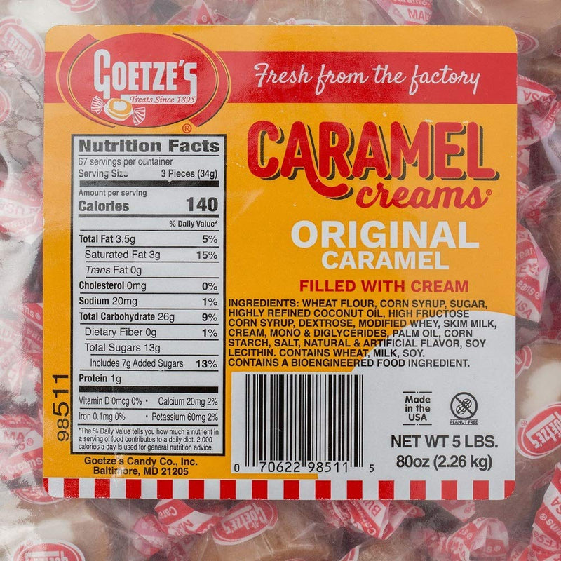 Goetze's Candy Company Original Vanilla Caramel Creams - 5 Pound (80 oz) Bag