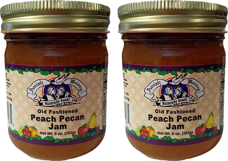 Amish Wedding Foods Old Fashioned Peach Pecan Jam, TWO 9 oz. Jars