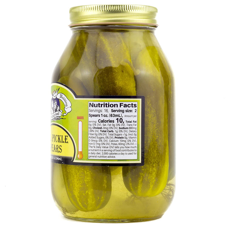 Amish Wedding Foods Dill Pickle Spears, TWO 32 oz. Quart Jars