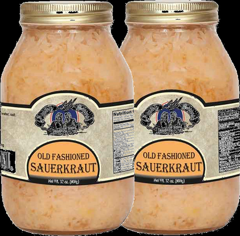 Amish Wedding Foods Sauerkraut, TWO 32 oz. Quart Jars