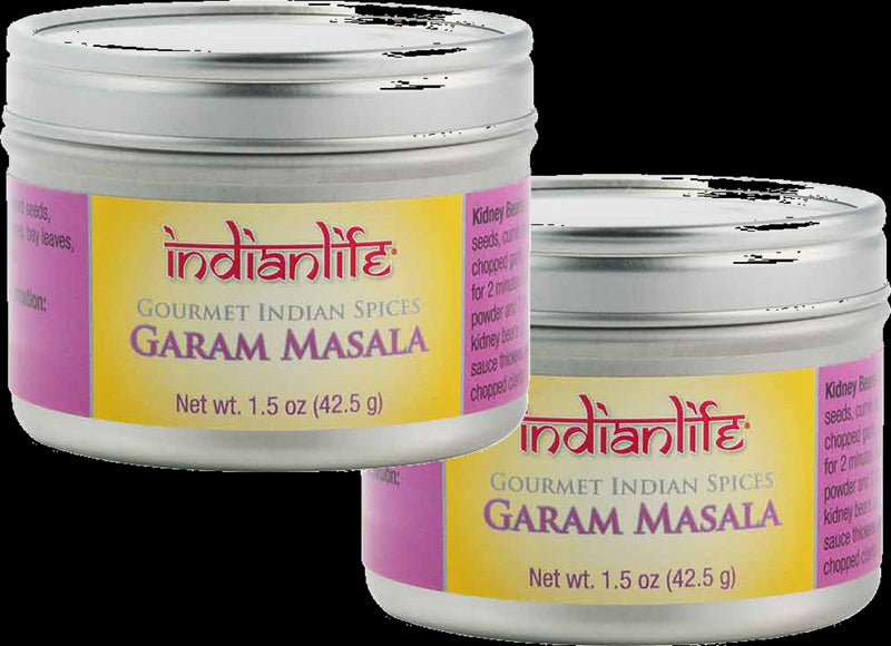 Indian Life Gourmet Indian Spices Garam Masala, TWO 1.5 oz. (42.5g) Cans
