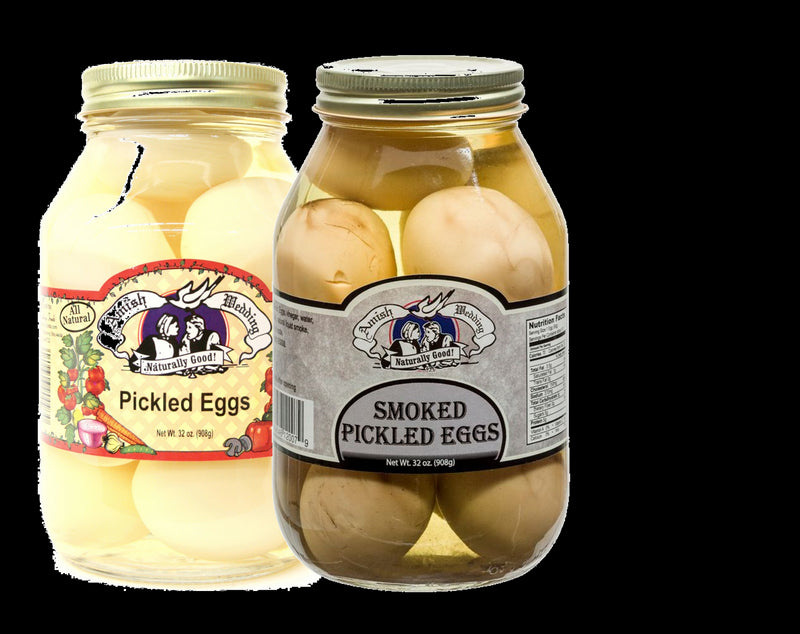 Amish Wedding Pickled Eggs & Smoked Eggs Variety 2-Pack, 32 oz. Quart Jars