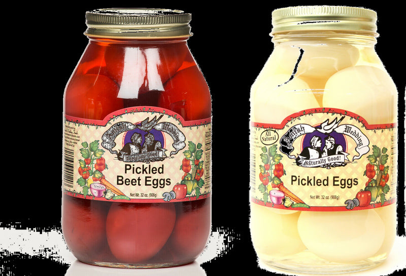 Amish Wedding Pickled Eggs & Red Beet Eggs Variety 2-Pack, 32 oz. Jars