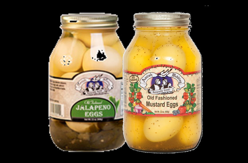 Amish Wedding Jalapeno Eggs & Mustard Eggs Variety 2-PK, 32 oz. Jars