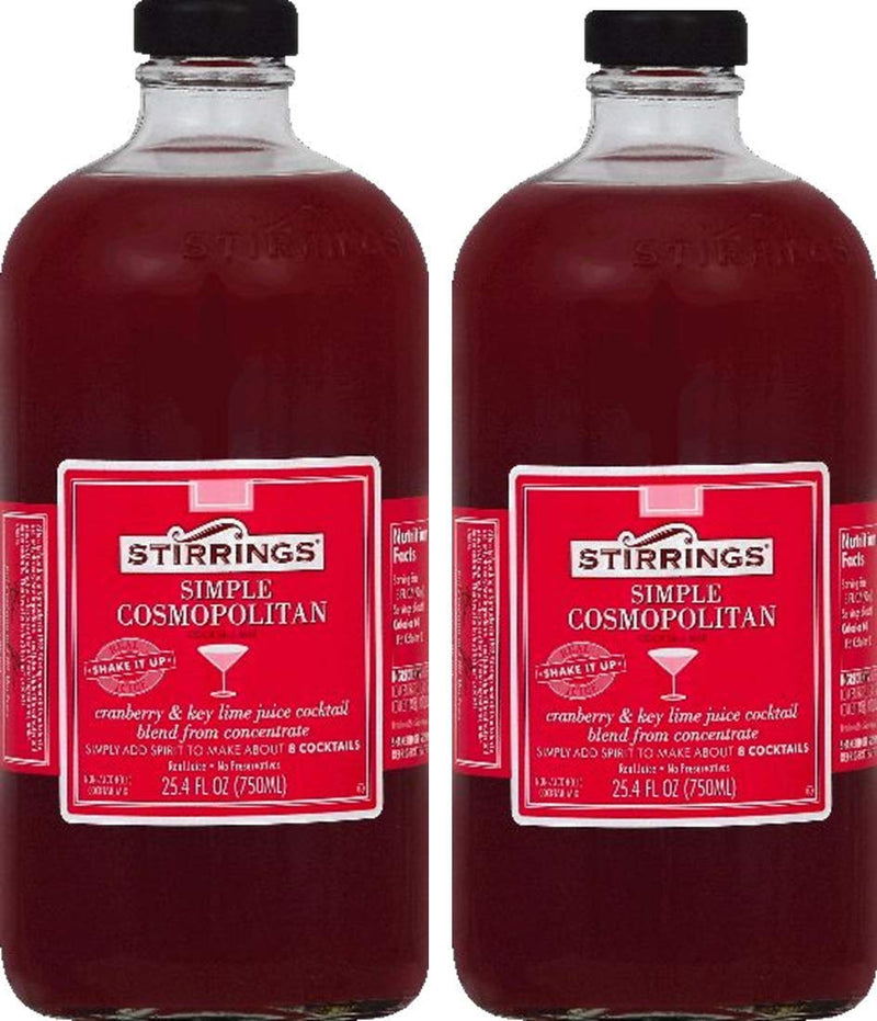 Stirrings Simple Cosmopolitan Non-Alcoholic Cocktail Mix, TWO 25.4 fl. oz. (750ml) Bottles (Cosmopolitan Cocktail Mix)