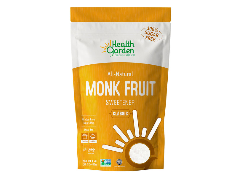 Health Garden USA All Natural Monk Fruit Sweetener Sugar Substitute, 16 oz. Bag