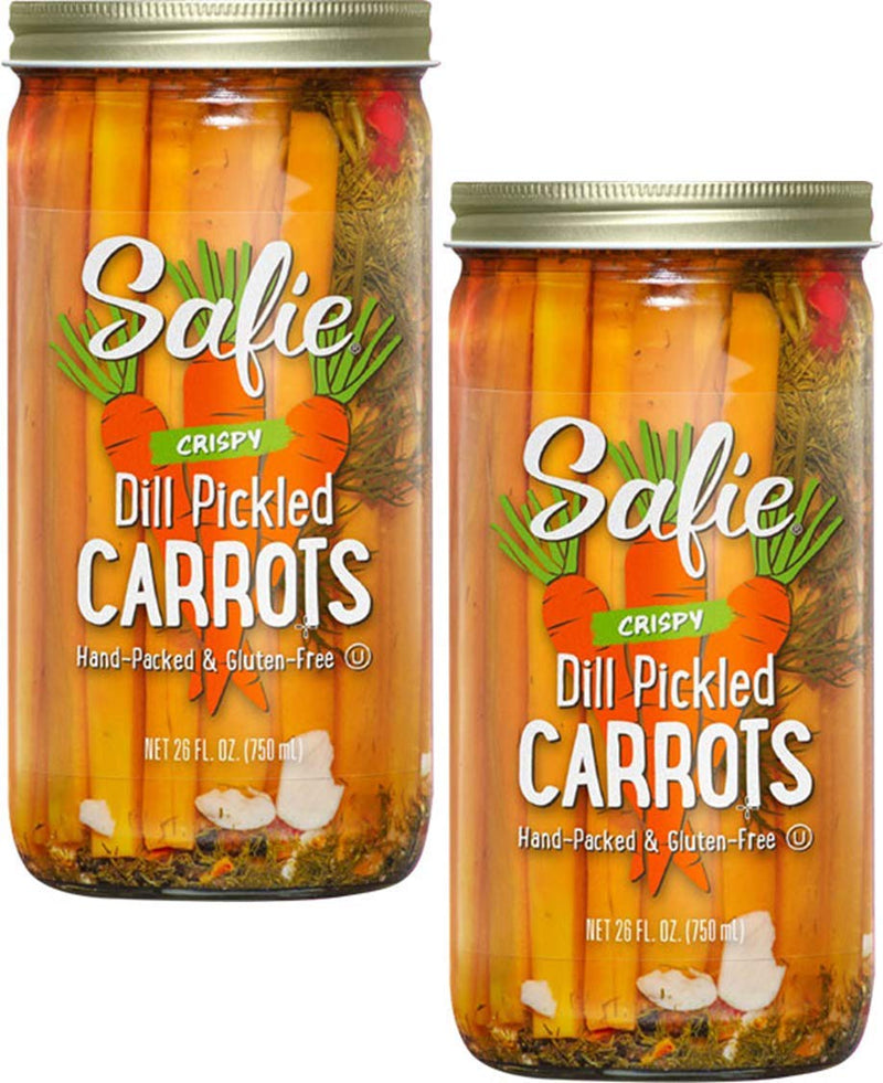 Safie Foods Hand-Packed Crispy Dill Pickled Carrots, 2-Pack, 26 oz. Jars