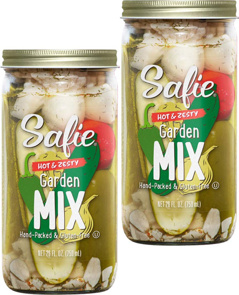 Safie Foods Hand-Packed Hot and Zesty Garden Mix, 2-Pack, 26 oz. Jars