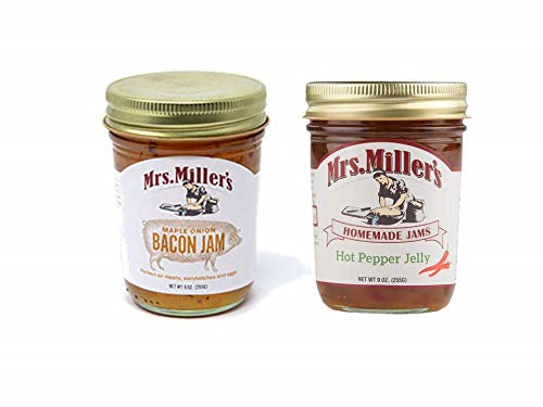 Mrs. Miller's Homemade Bacon Maple Onion Jam and Hot Pepper Jelly Variety 2-Pack 9 oz. Jars