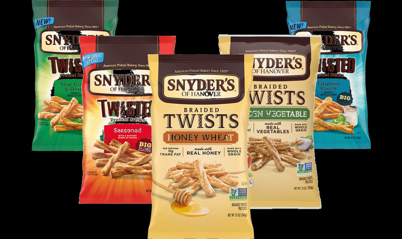 Snyder's of Hanover Pretzels Braided Twists Variety 5-Pack, 12 Ounce Bags