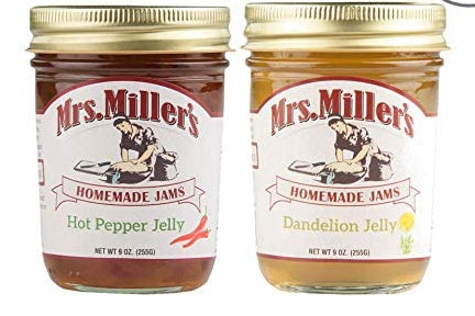 Mrs. Miller's Homemade Hot Pepper Jelly and Dandelion Jelly Variety 2-Pack 9 oz. Jars