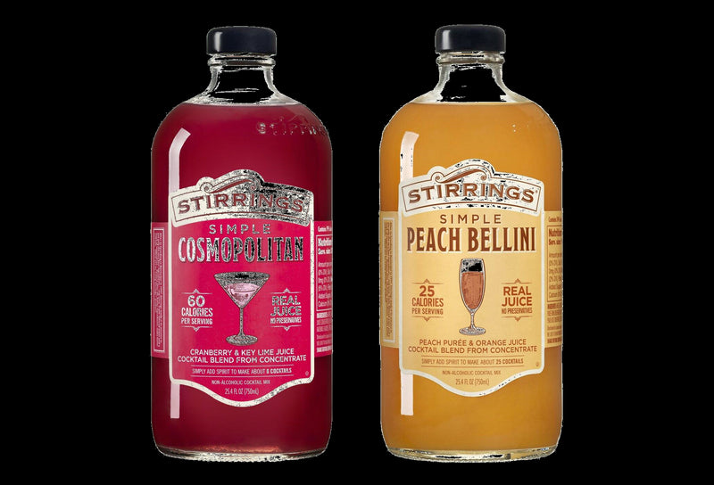 Stirrings Simple Cosmopolitan &  Simple Peach Bellini Non-Alcoholic Cocktail Mix Variety 2-Pack 25.4 fl. oz. (750ml) Bottles